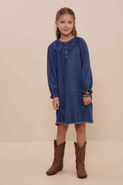 Collar Chambray Dress - Denim