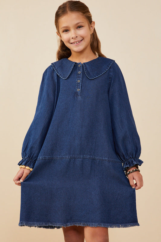Collar Chambray Dress - Denim