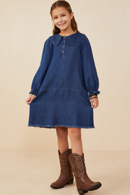 Collar Chambray Dress - Denim
