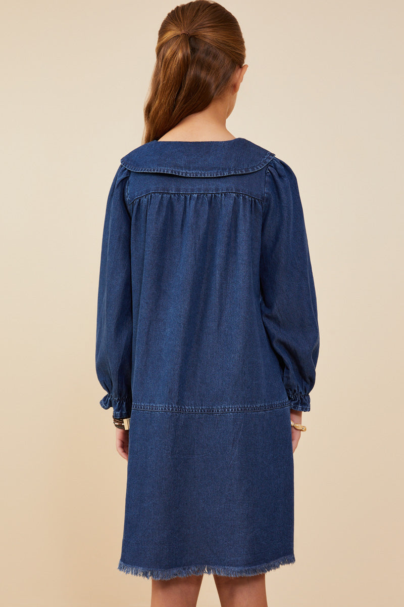 Collar Chambray Dress - Denim