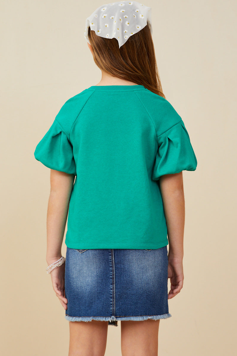 Puff Sleeve Top - Kelly Green