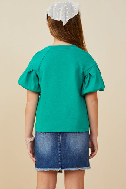 Puff Sleeve Top - Kelly Green