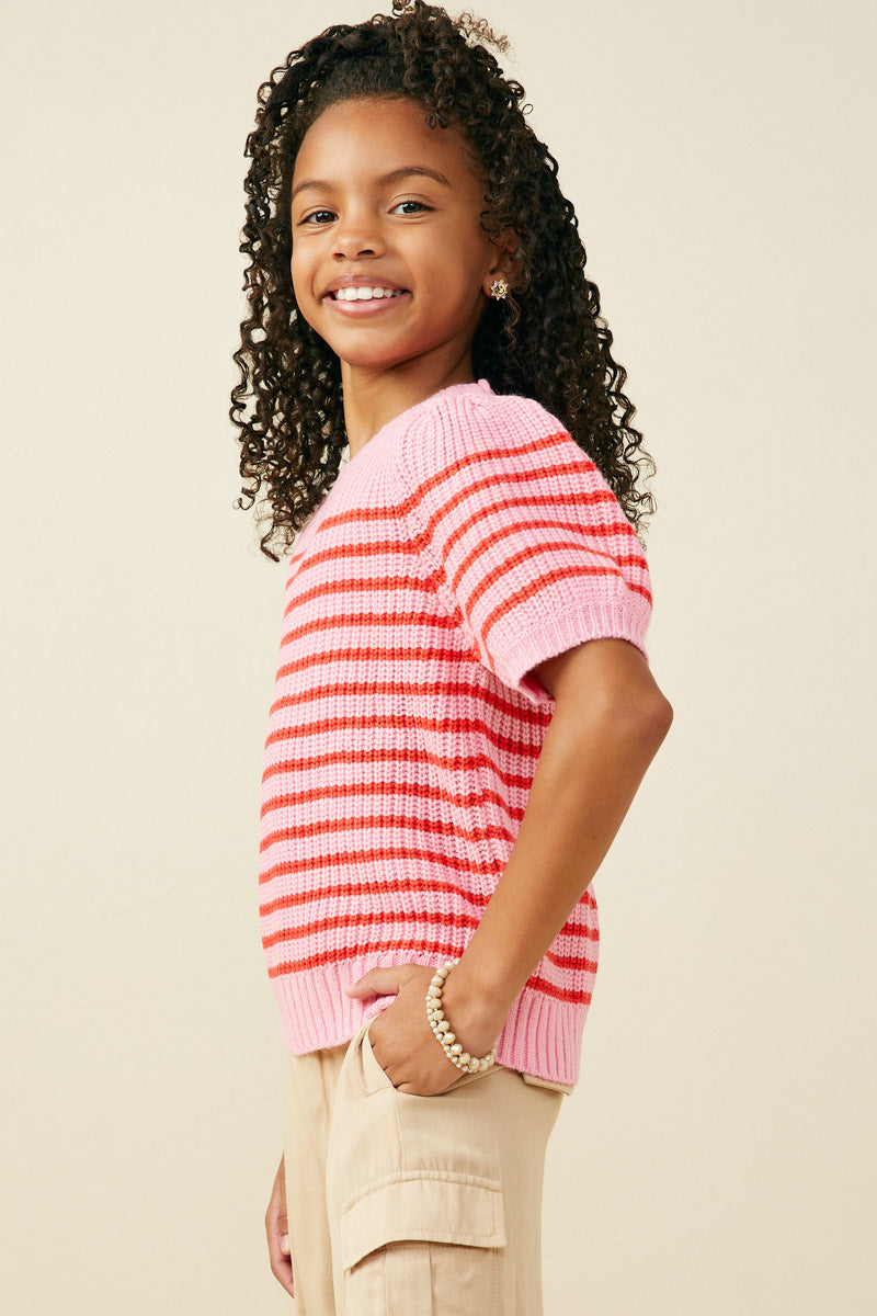 Striped Sweater Top - Pink