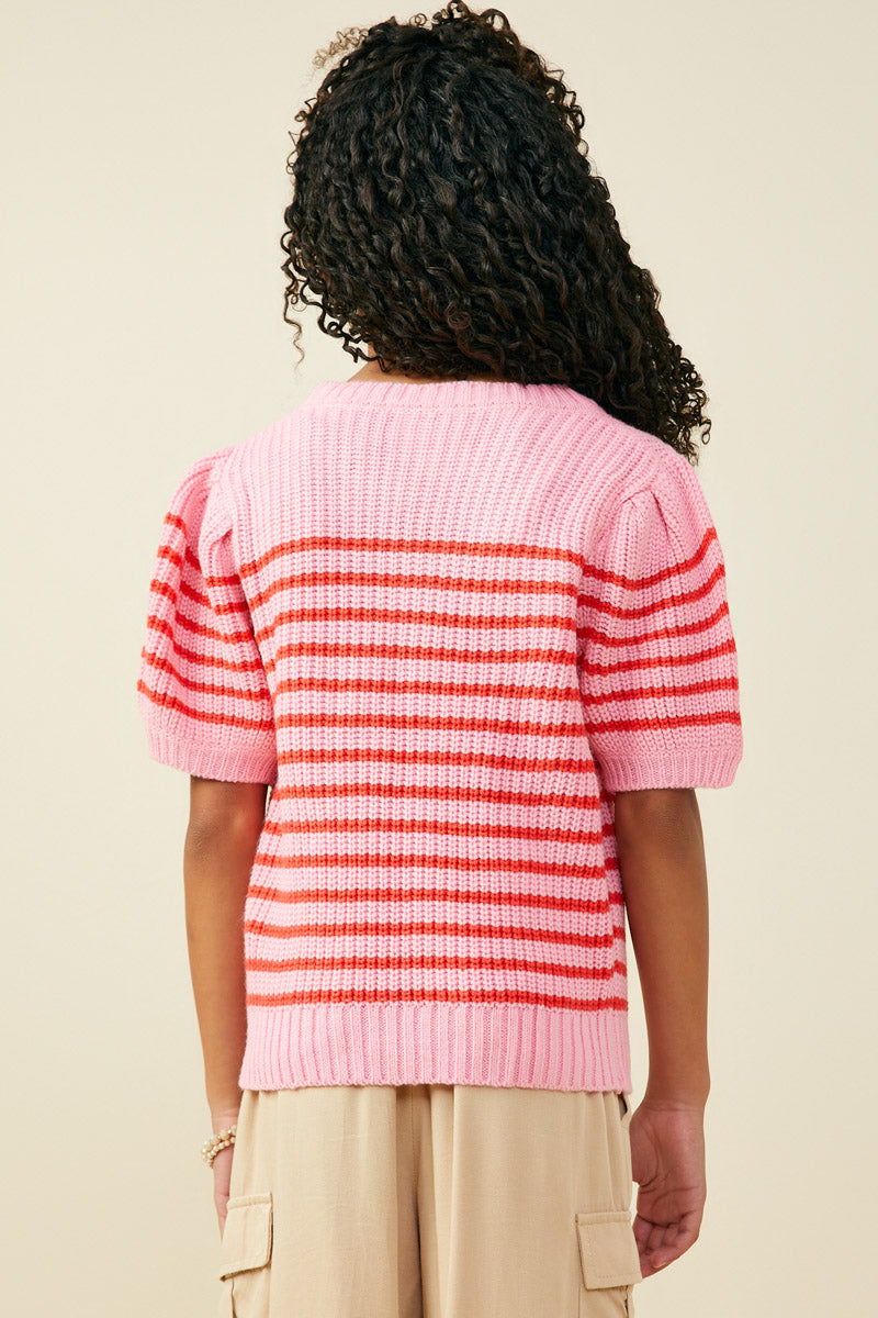 Striped Sweater Top - Pink