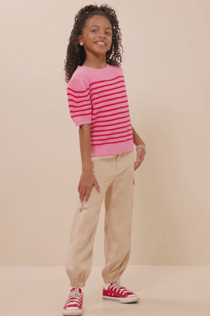 Striped Sweater Top - Pink