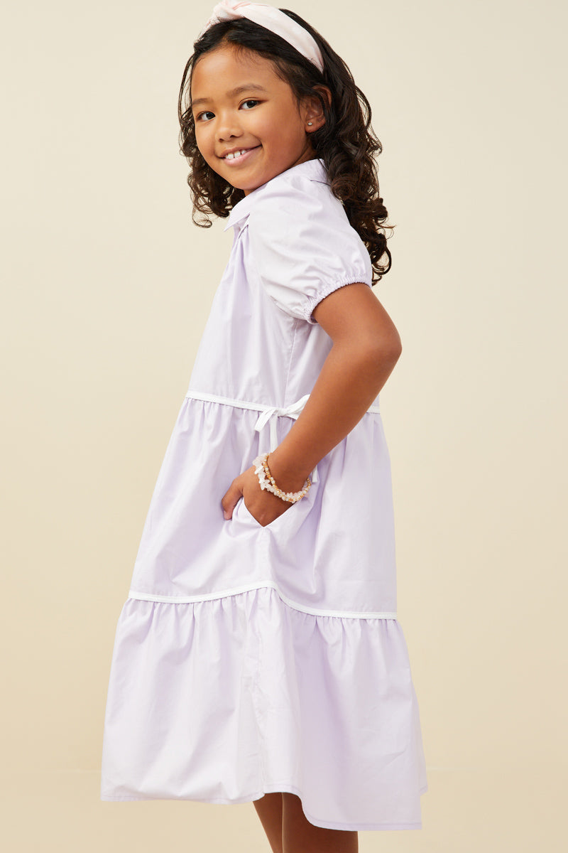 Piping Button Dress - Lavender