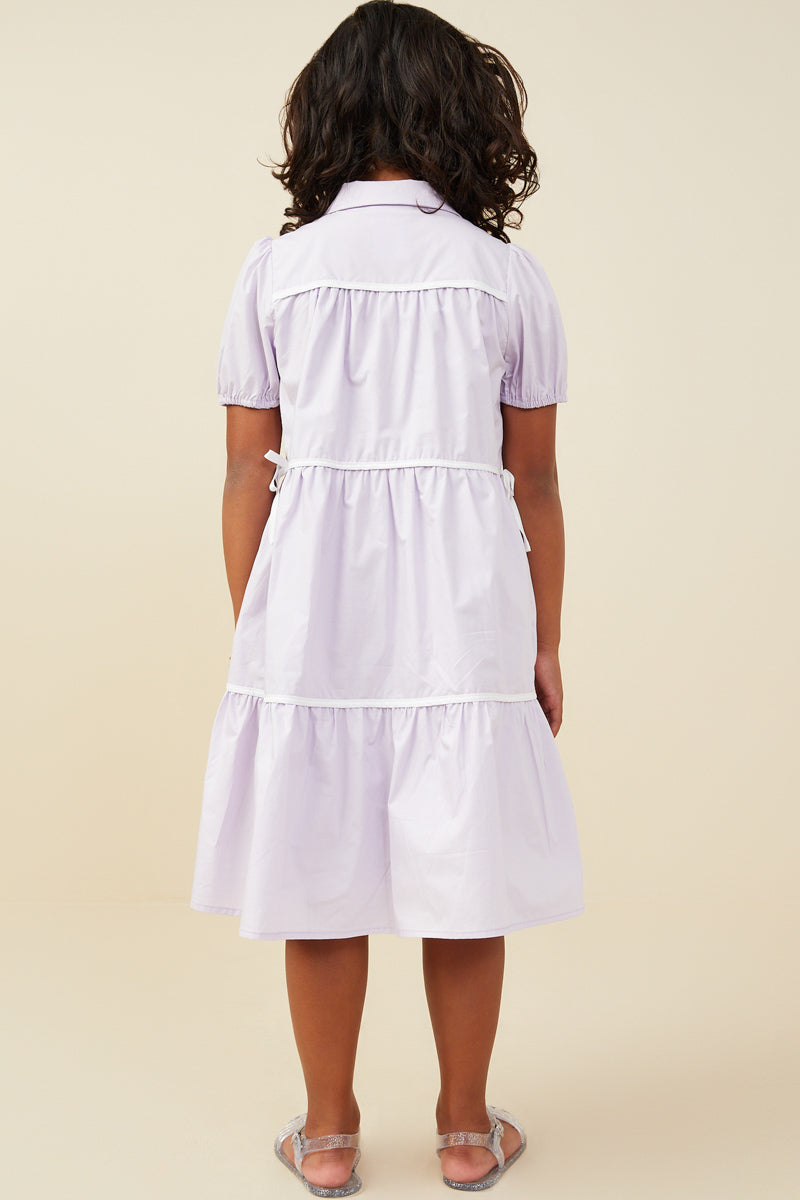 Piping Button Dress - Lavender