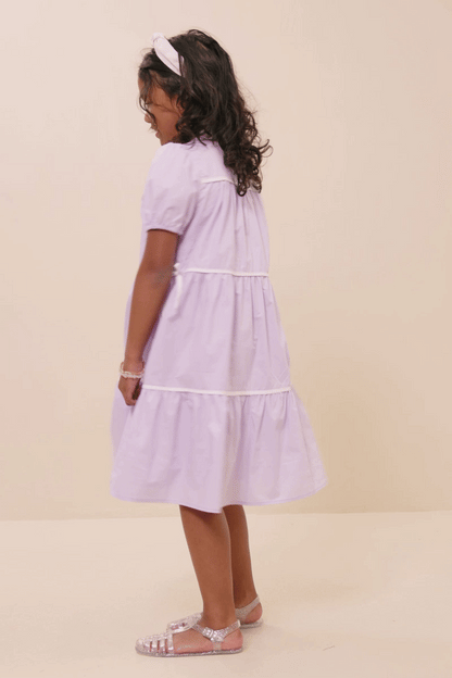 Piping Button Dress - Lavender