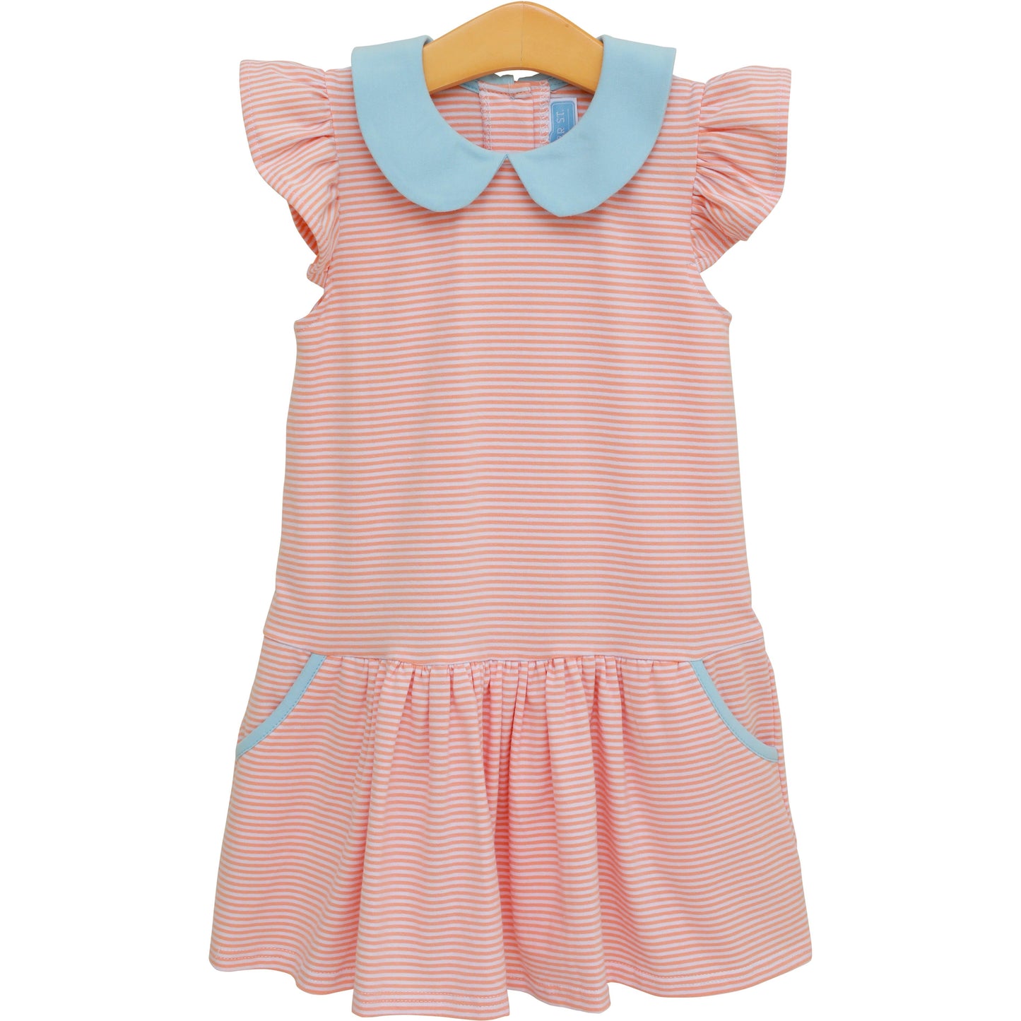 Genevieve Dress - Coral Stripe & Lt. Blue