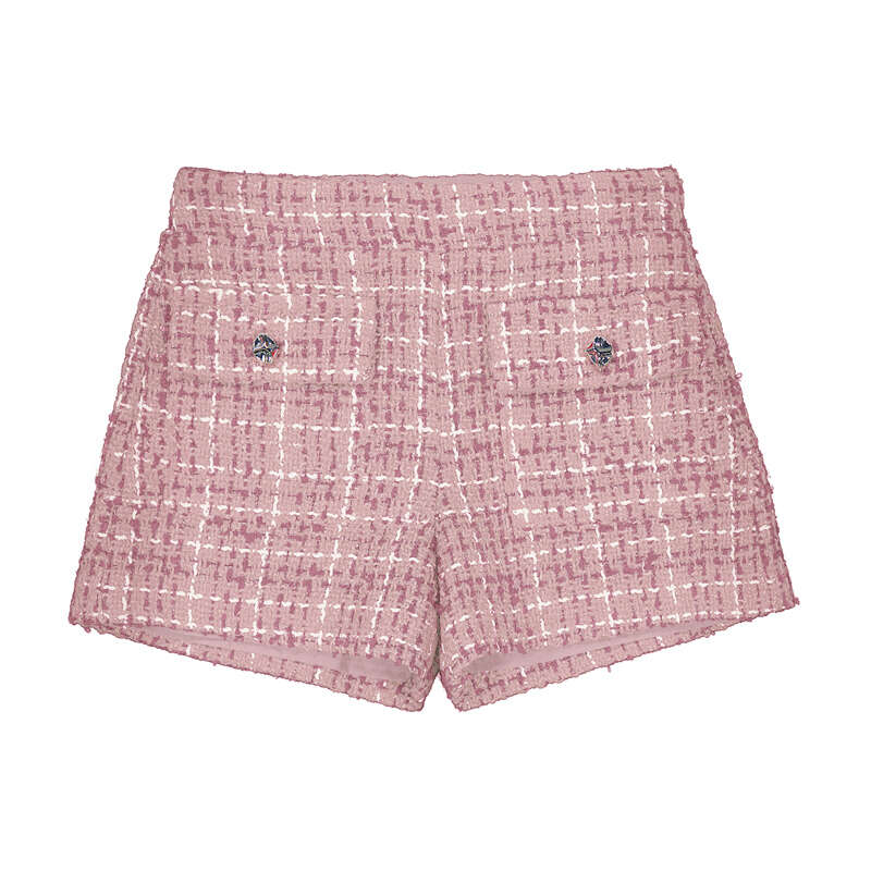Mauve Tweed Shorts-4230