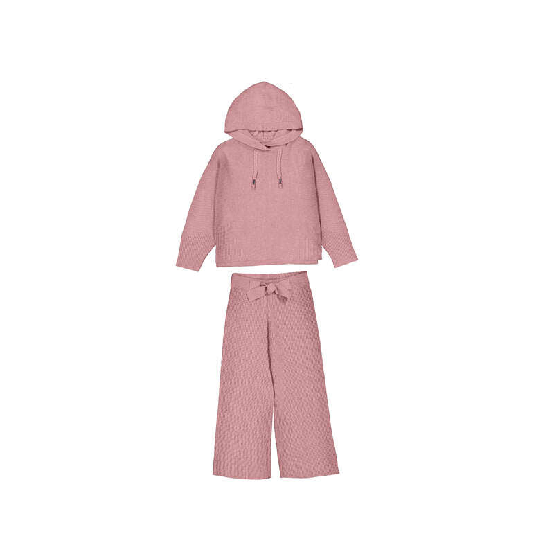 Dusty Rose Knit Trousers Set-4529