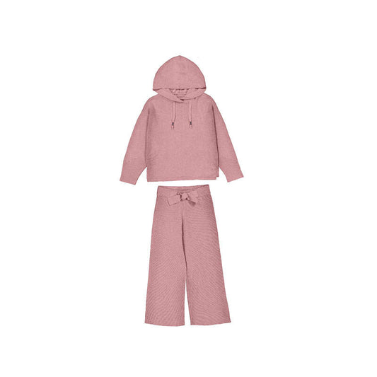 Dusty Rose Knit Trousers Set-4529