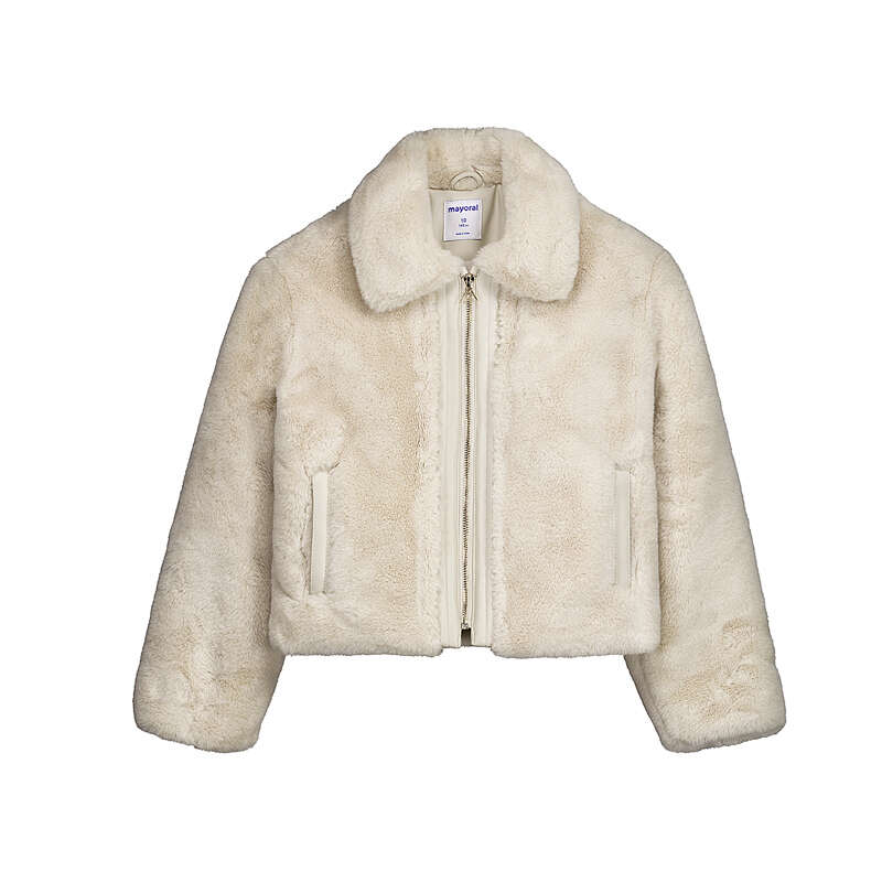 Zipper Stone Faux Fur Coat