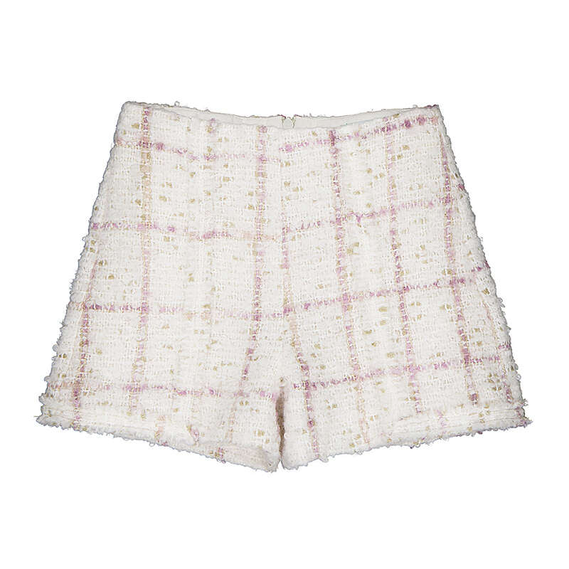 Tweed Shorts-Ivory & Lilac