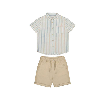 Striped Linen short set-3217