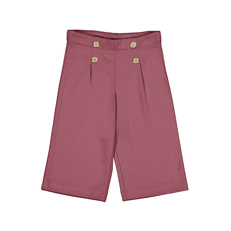 Button Pleat Twill Pants - Rose