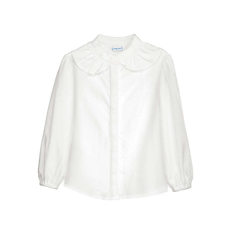 Ecru Dot Collared Blouse-4148