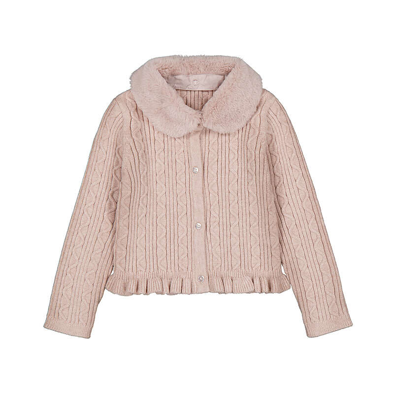 Faux Fur Collar Cardigan-4324