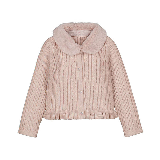 Faux Fur Collar Cardigan-4324