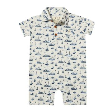 Molokai Romper - Navy Boats