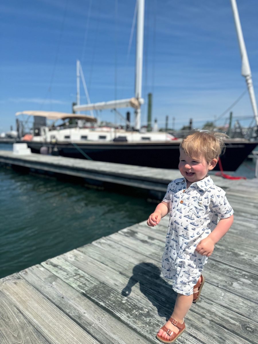 Molokai Romper - Navy Boats