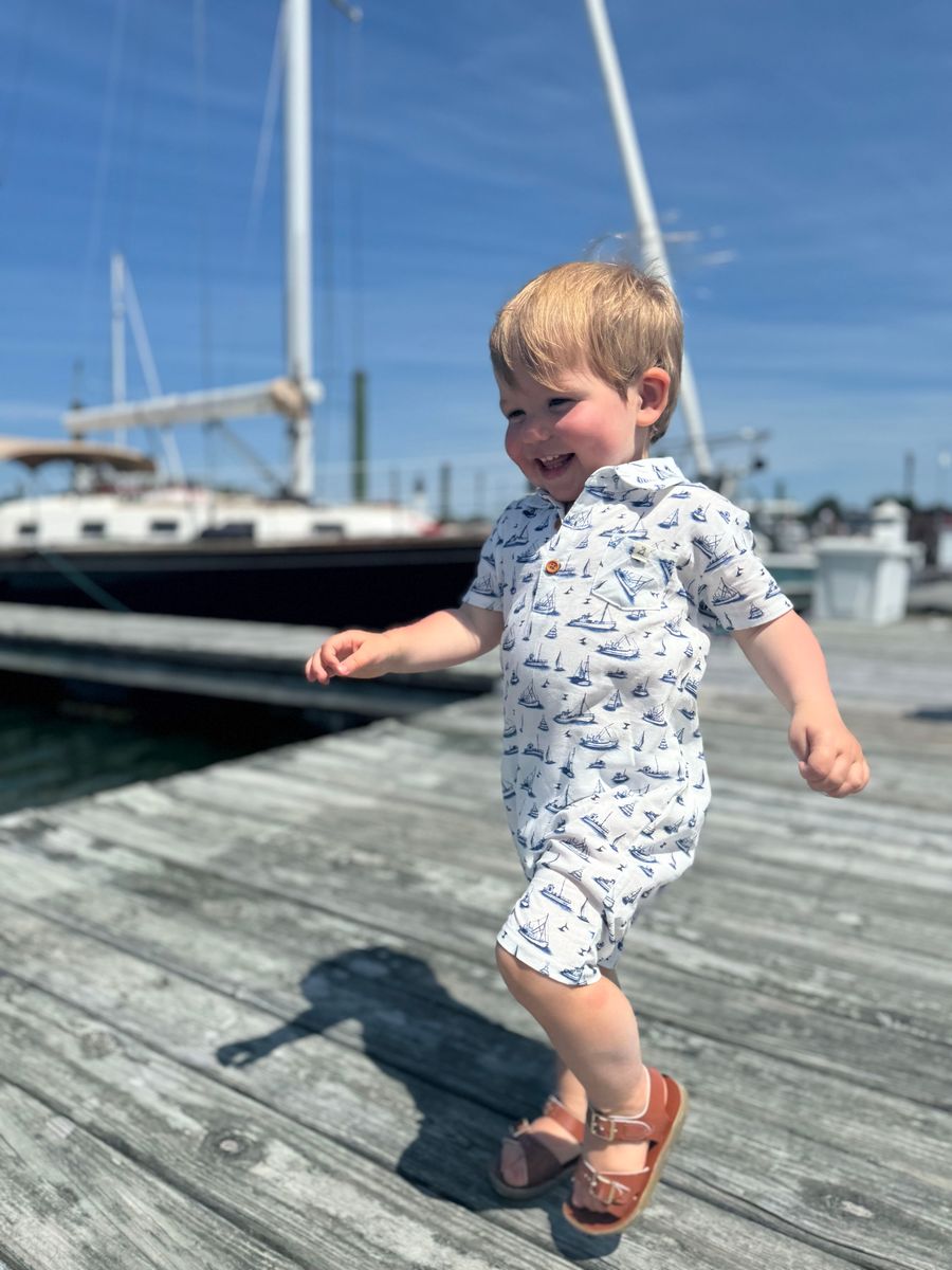 Molokai Romper - Navy Boats