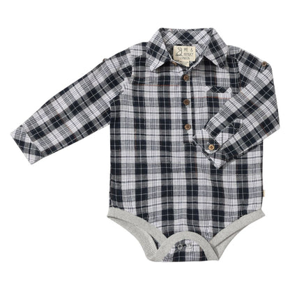 Jasper Onesie - Navy/Wht Plaid