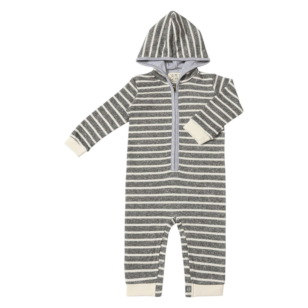Stefano Hooded Romper - Grey/Cream
