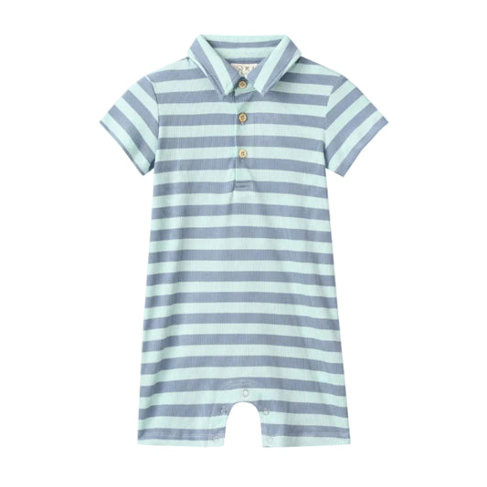 Drift Romper - Chambray/Blue Stripe
