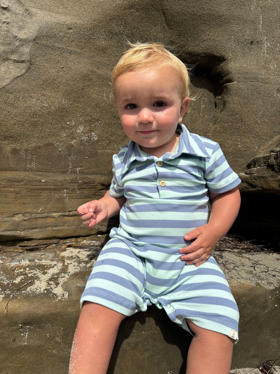 Drift Romper - Chambray/Blue Stripe