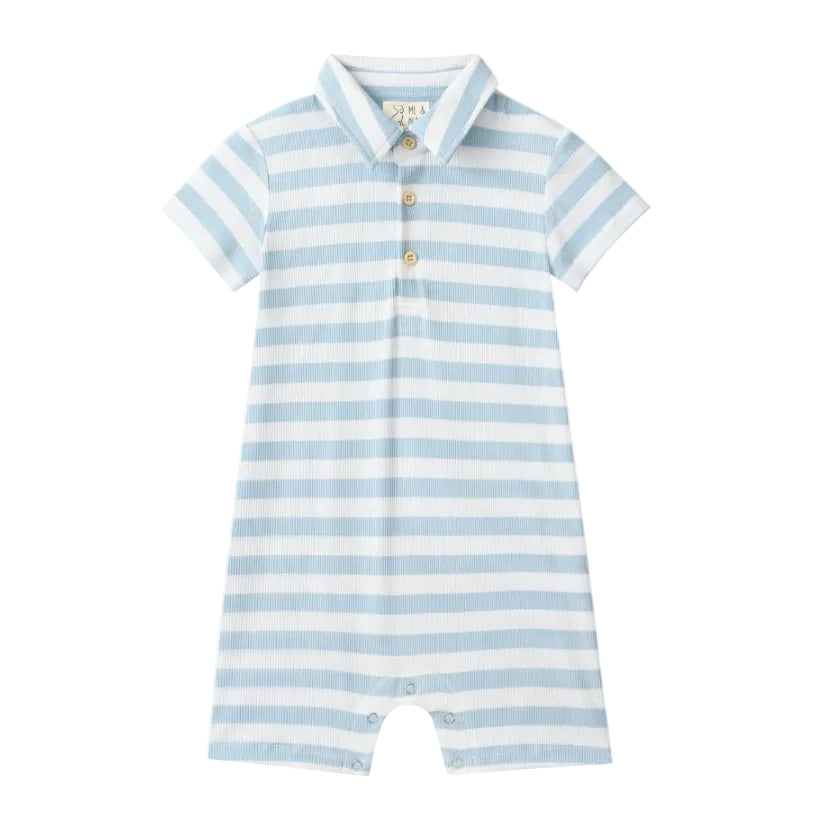 Drift Romper - Chambray/Wht Stripe