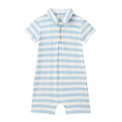 Drift Romper - Chambray/Wht Stripe