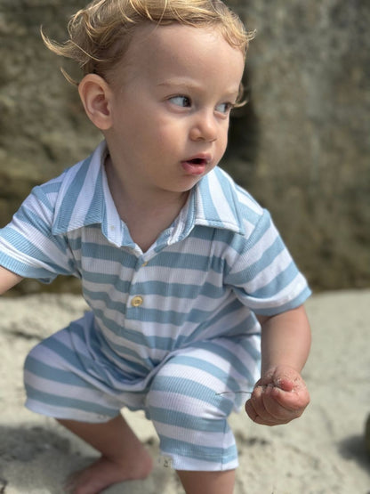 Drift Romper - Chambray/Wht Stripe