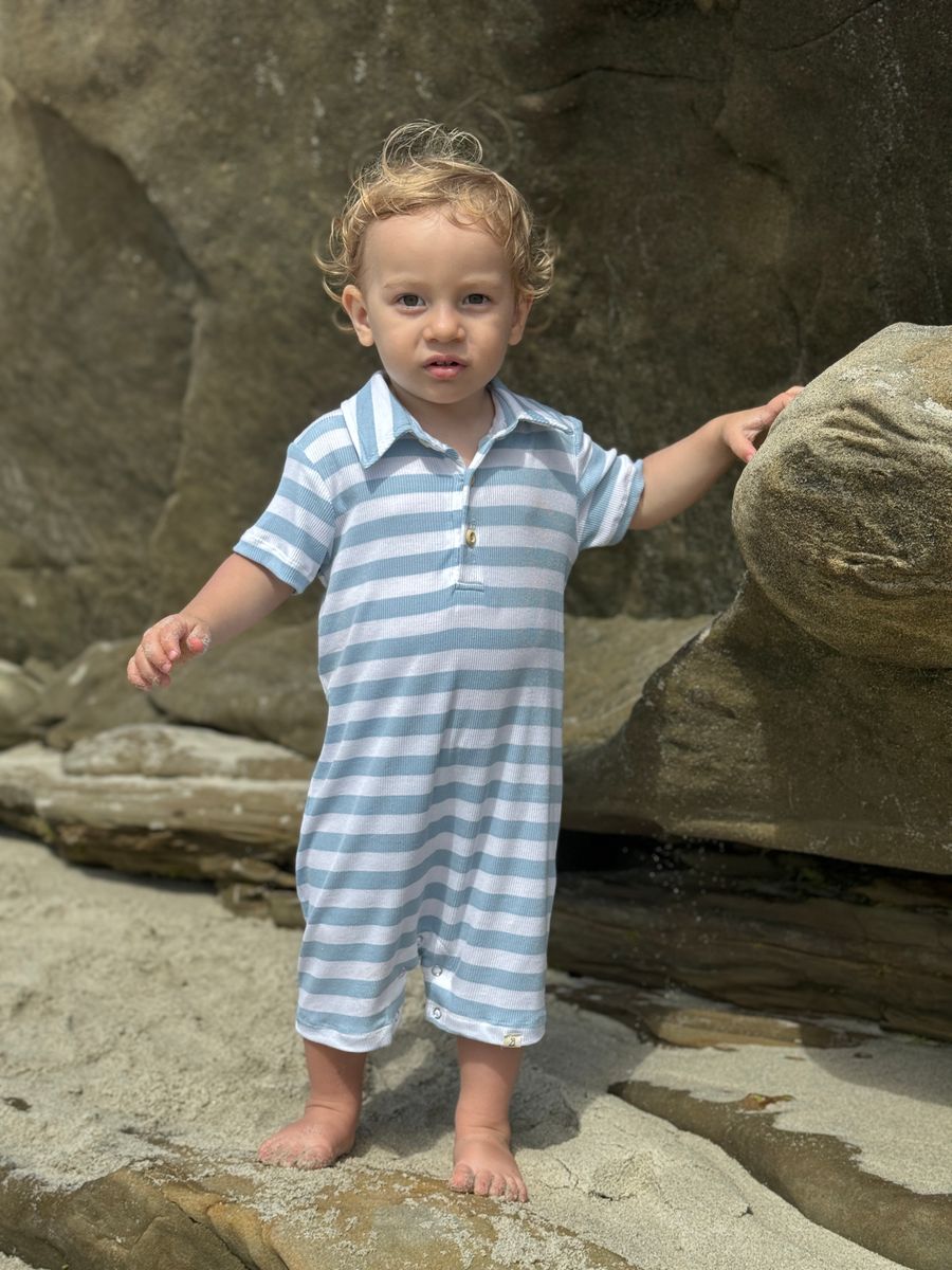 Drift Romper - Chambray/Wht Stripe