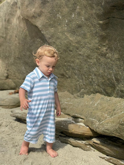 Drift Romper - Chambray/Wht Stripe