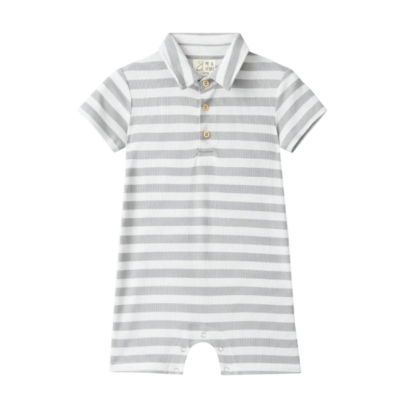 Drift Romper - Grey/Wht Stripe