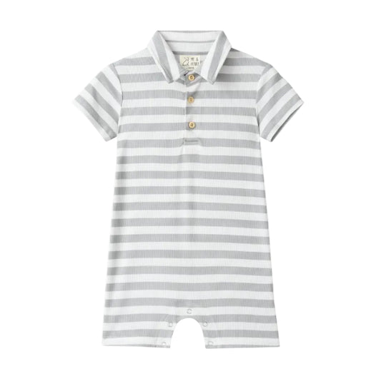 Drift Romper - Grey/Wht Stripe