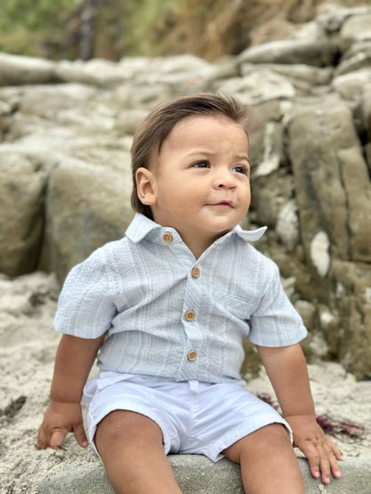 Helford Onesie - Chambray Stripe