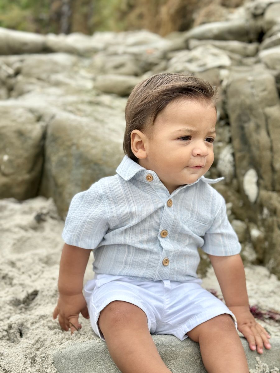 Helford Onesie - Chambray Stripe