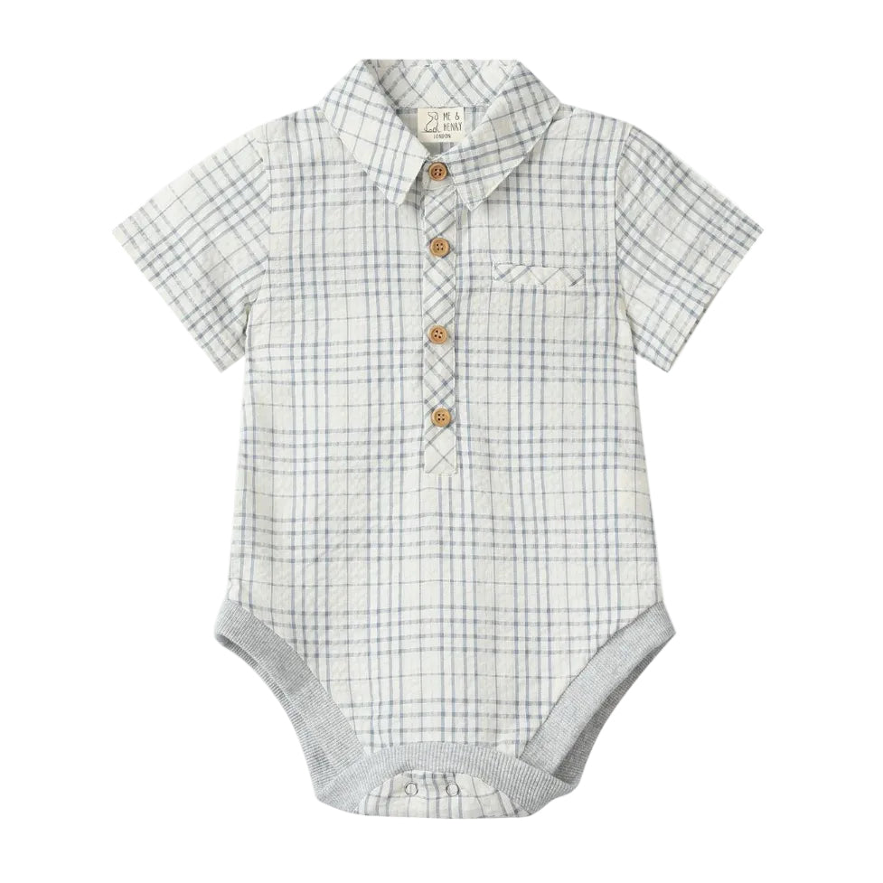 Helford Onesie - Chambray & Cream Plaid