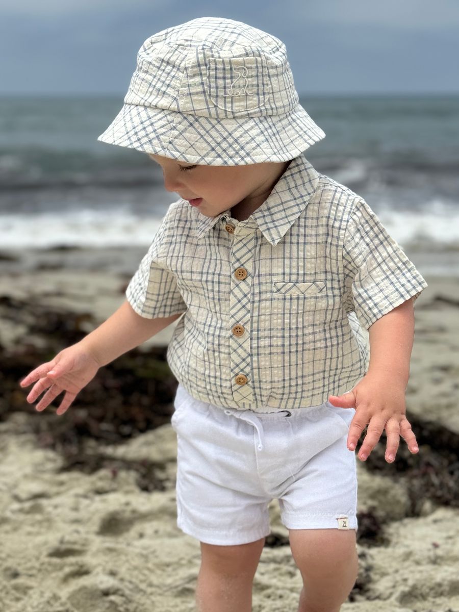 Helford Onesie - Chambray & Cream Plaid