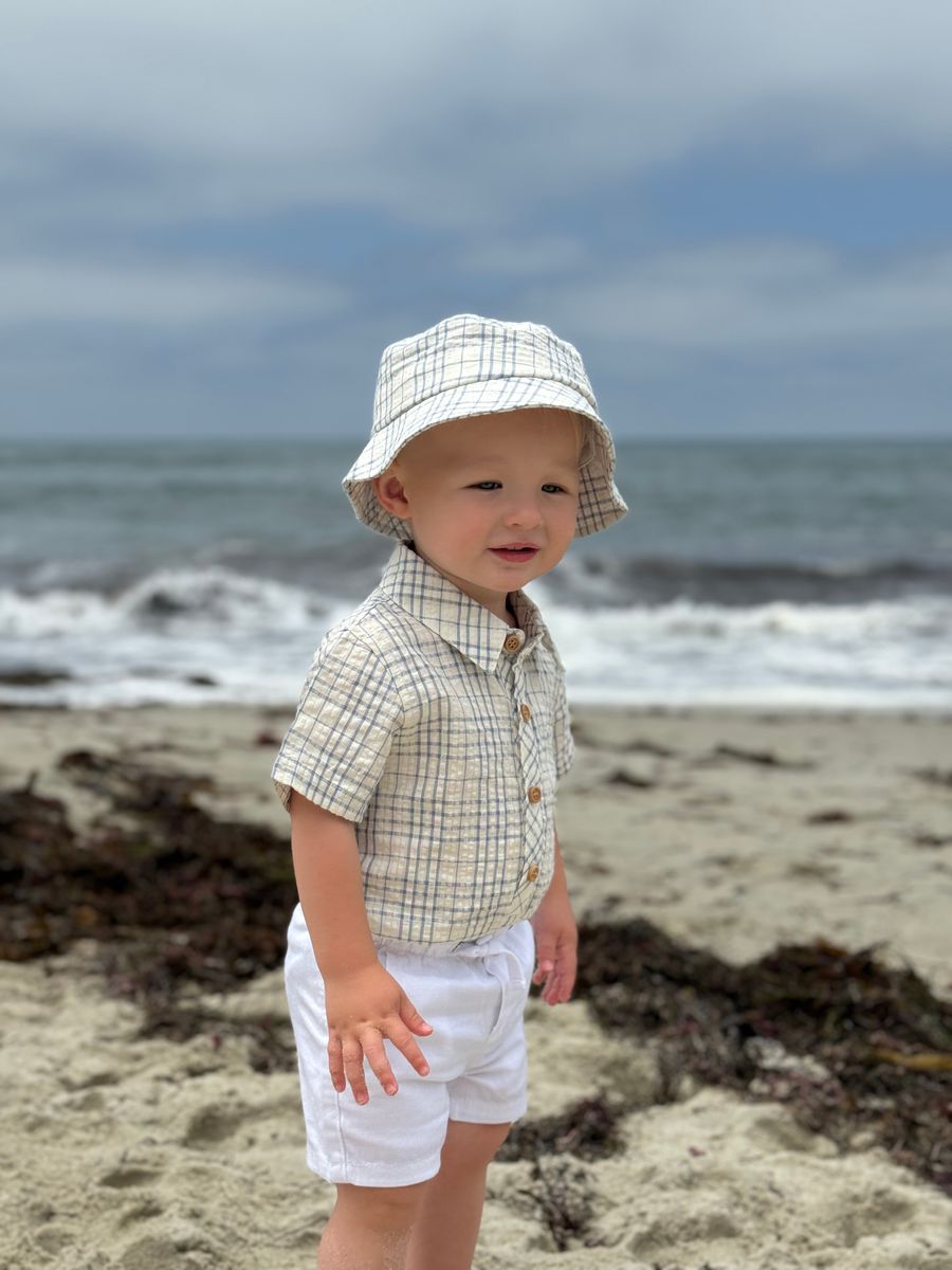 Helford Onesie - Chambray & Cream Plaid