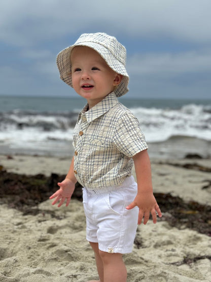 Helford Onesie - Chambray & Cream Plaid