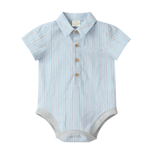 Helford Onesie - Chambray/Red Stripe