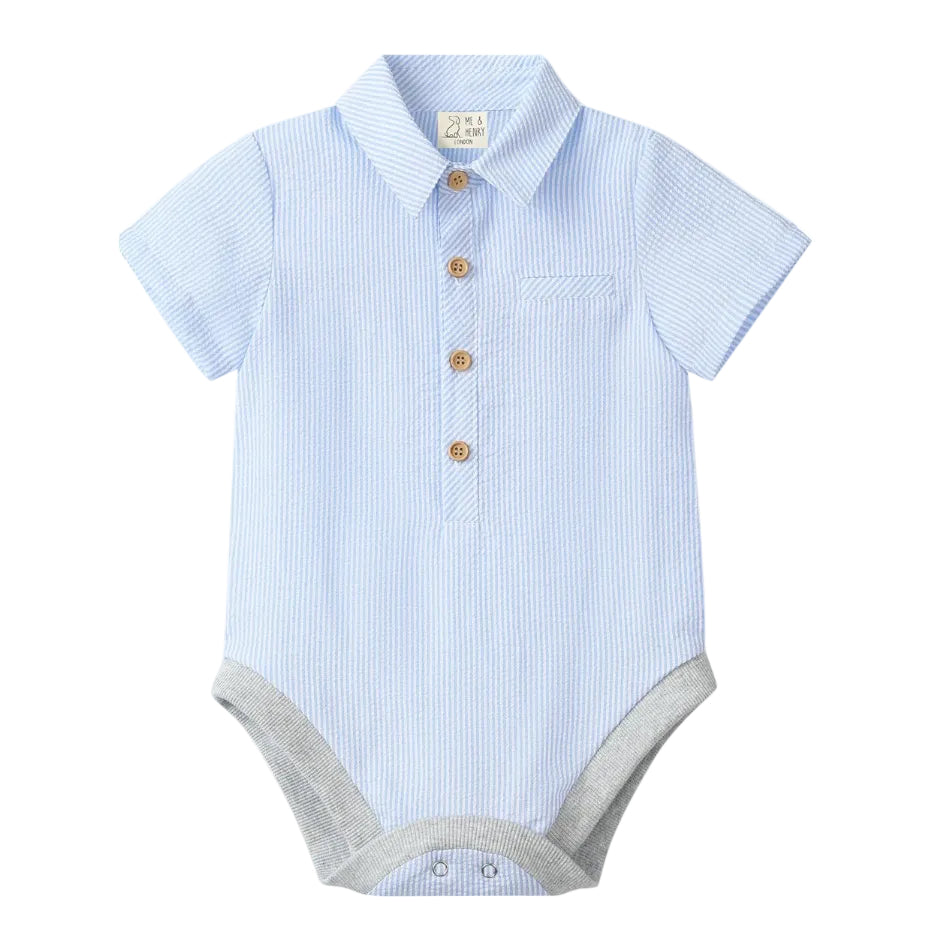 Helford Onesie - Blue Seersucker