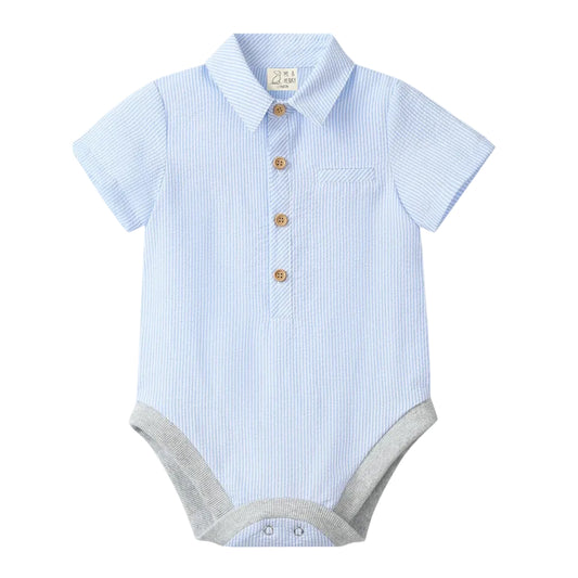 Helford Onesie - Blue Seersucker