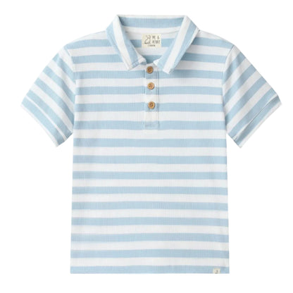 Shipping Polo - Chambray/Wht Stripe