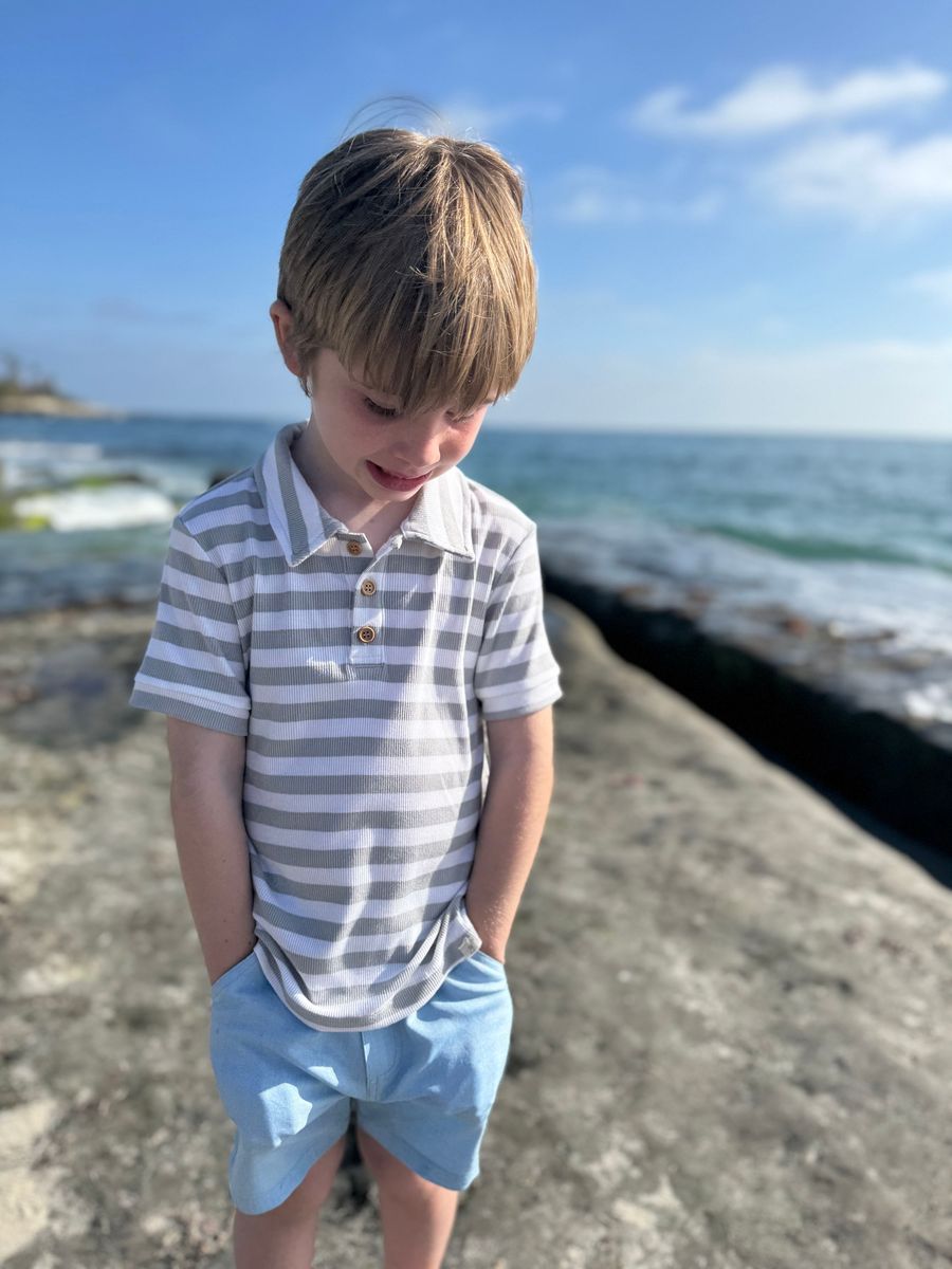 Shipping Polo - Grey/Wht Stripe
