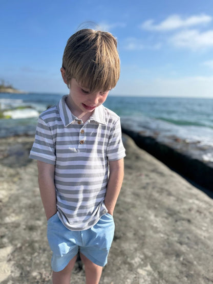 Shipping Polo - Grey/Wht Stripe