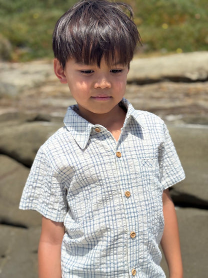 Newport Shirt - Chambray & Cream Plaid